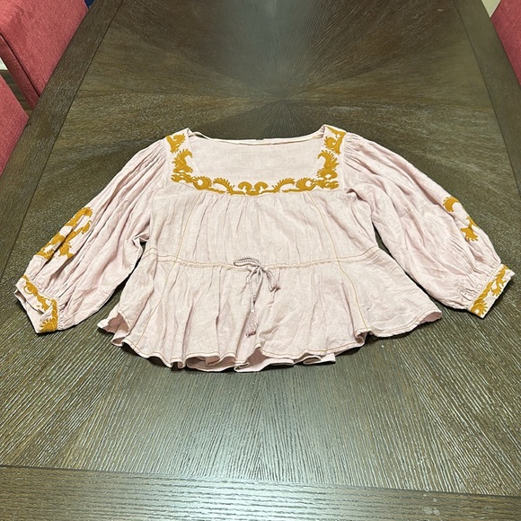 Free People Pink Blouse with Gold Accents - Picture 5 of 11